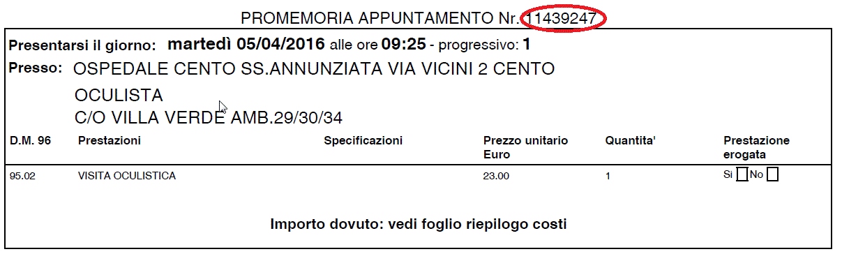 SCARICA PRENOTAZIONE CUP BOLOGNA